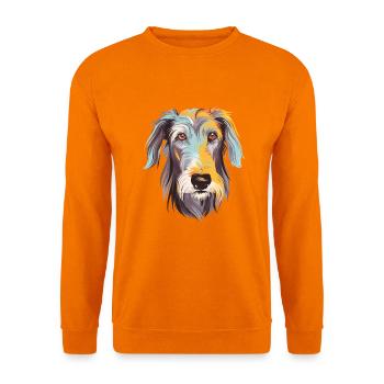Scottish Deerhound Hunderasse Aquarell Karikatur Ka - Unisex Pullover - Orange - Vorne