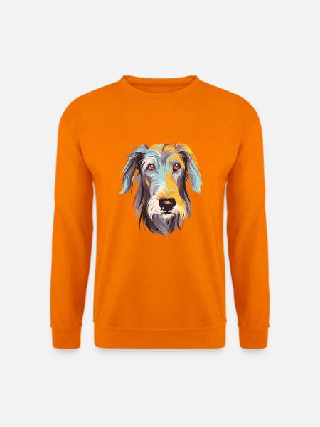 Scottish Deerhound Hunderasse Aquarell Karikatur Ka - Unisex Pullover - Orange