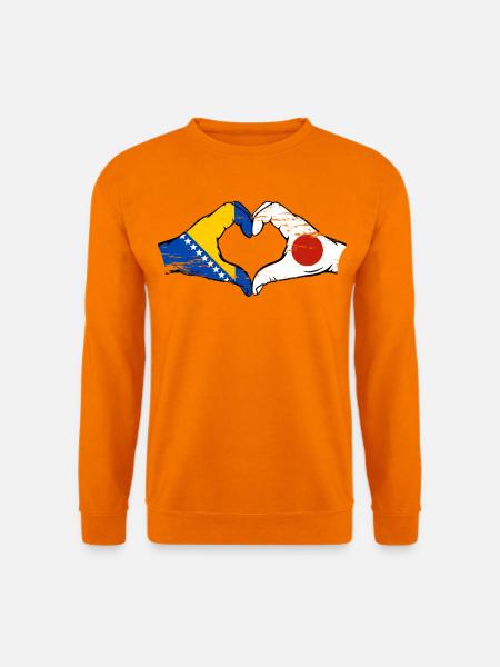 Bosnien Japan Flagge Hände Herzform used - Unisex Pullover - Orange