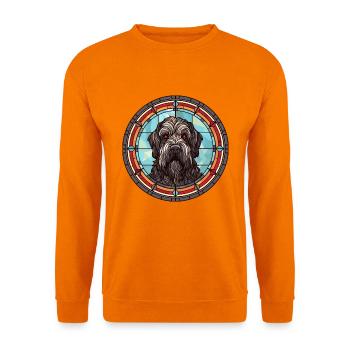 Schwarz Russischer Terrier Hunderasse Buntglas Colo - Unisex Pullover - Orange - Vorne