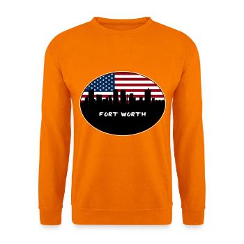 Fort Worth Texas USA Flagge Skyline Reise Souvenir - Unisex Pullover - Orange - Vorne