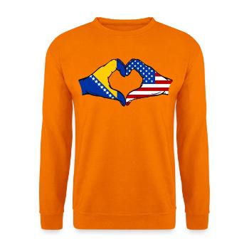 Bosnien USA Flagge Hände Herzform - Unisex Pullover - Orange - Vorne