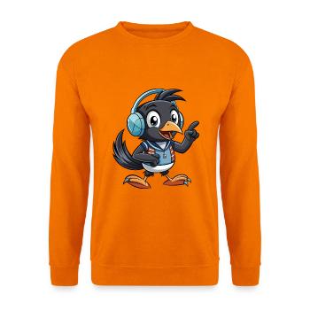 Elster Lustige Zeichentrickfigur Kopfhörer Musik - Unisex Pullover - Orange - Vorne