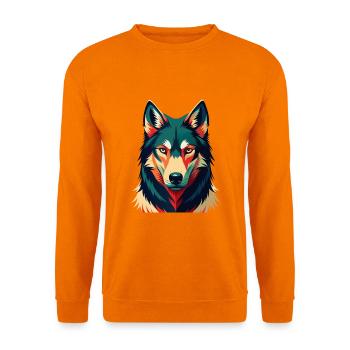 Wolf Cartoon Figur Buntes Haustier Tier - Unisex Pullover - Orange - Vorne