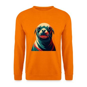 Robbe Cartoon Figur Buntes Haustier Tier - Unisex Pullover - Orange - Vorne