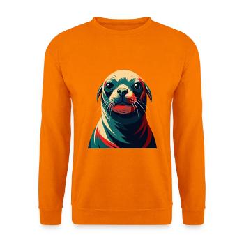 phoque dessin animé personnage animal de compagnie coloré - Sweat-shirt Unisexe - orange - Devant