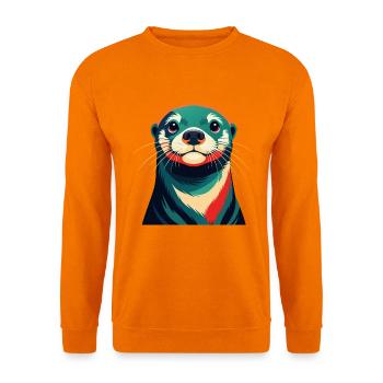 Otter Zeichentrickfigur Buntes Haustier Tier - Unisex Pullover - Orange - Vorne