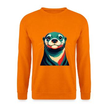 Otter Zeichentrickfigur Buntes Haustier Tier - Unisex Pullover - Orange - Vorne