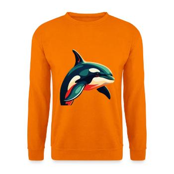 Orca Zeichentrickfigur Buntes Haustier Tier - Unisex Pullover - Orange - Vorne
