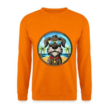 Chien d’arrêt allemand à poil dur race dessin animé plage - Sweat-shirt Unisexe - orange - Devant