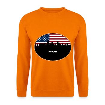 Miami Florida USA Flagge Skyline Reise Souvenir - Unisex Pullover - Orange - Vorne