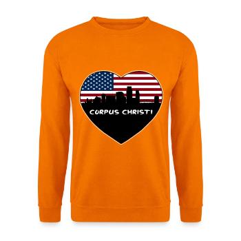 Corpus Christi Texas USA Flagge Skyline Reisen Souve - Unisex Pullover - Orange - Vorne