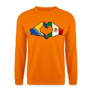 Bosnien Mexiko Flagge Hände Herzform used - Unisex Pullover - Orange - Vorne