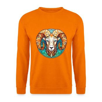 Widder, farbenfrohe Aquarell-Tierhaustier-Illustration - Unisex Pullover - Orange - Vorne