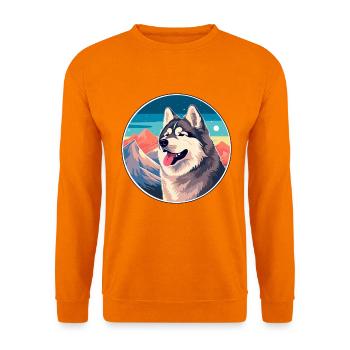 Alaska Malamute Hunderasse Cartoon Kawaii Watercol - Unisex Pullover - Orange - Vorne