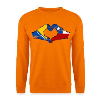 Bosnien Chile Flagge Hände Herzform used - Unisex Pullover - Orange - Vorne