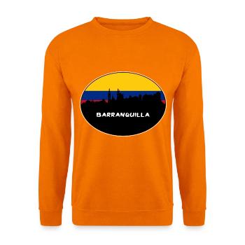 Barranquilla Kolumbien Flagge Skyline Silhouette Trav - Unisex Pullover - Orange - Vorne
