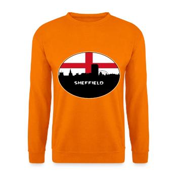 Sheffield England Flagge Skyline Reise Souvenir - Unisex Pullover - Orange - Vorne