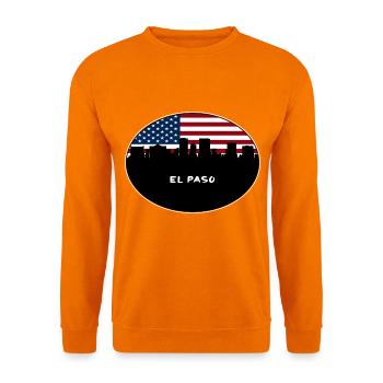 El Paso Texas USA Flagge Skyline Reise Souvenir - Unisex Pullover - Orange - Vorne