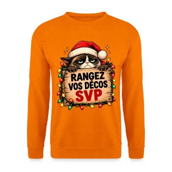 Katze Weihnachten hält Schild Bitte - Unisex Pullover - Orange - Vorne