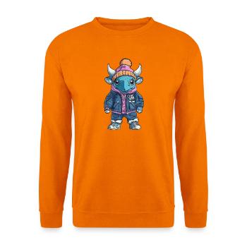 Stier mit Winterjacke und Mütze - Unisex Pullover - Orange - Vorne