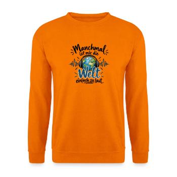 Welt im Kopfhörer - Unisex Pullover - Orange - Vorne