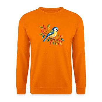 Blaumeise im bunten Herbst - Unisex Pullover - Orange - Vorne