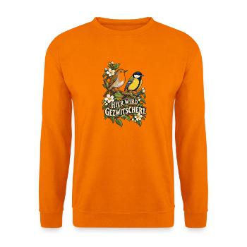Rotkehlchen Kohlmeise Zwei Vögel am Blütenzweig - Unisex Pullover - Orange - Vorne