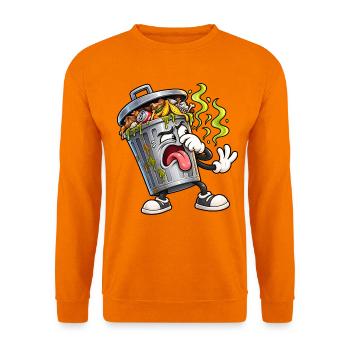 Mülleimer ekelt sich – Lustiger Müll Cartoon - Unisex Pullover - Orange - Vorne