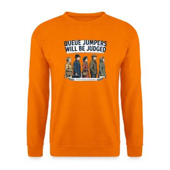 Warteschlange-Pullover werden als T-Shirt bewertet – Funny Briti - Unisex Pullover - Orange - Vorne