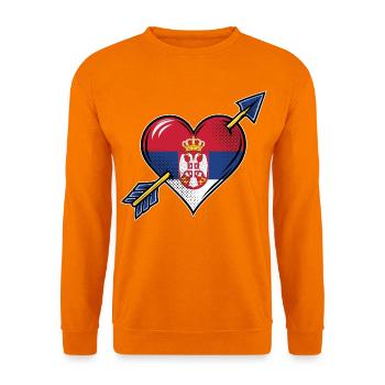 Serbien Flagge Herz mit Pfeil - Unisex Pullover - Orange - Vorne