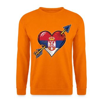 Serbien Flagge Herz mit Pfeil used look - Unisex Pullover - Orange - Vorne