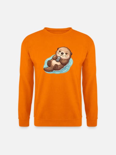 Süßer Otter mit Stein - Unisex Pullover - Orange