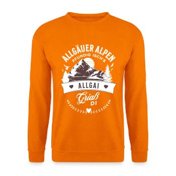 Allgäuer Alpen Pfundig Ischs Allgai Griaß Di Gesch - Unisex Pullover - Orange - Vorne