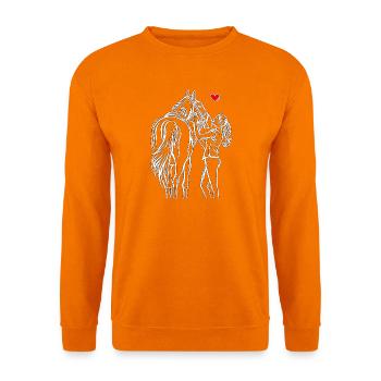 Pferdeliebe Reiterin mit Pferd und Herz - Unisex Pullover - Orange - Vorne
