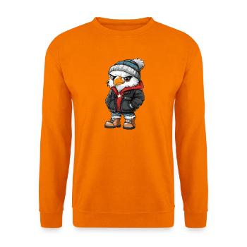 Adler mit Winterjacke und Mütze - Unisex Pullover - Orange - Vorne
