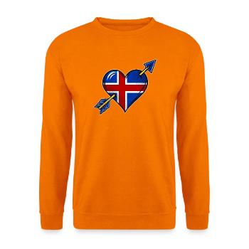Island Flagge Herz mit Pfeil - Unisex Pullover - Orange - Vorne