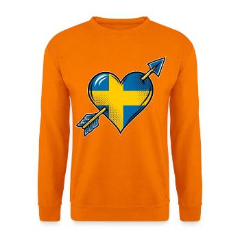 Schweden Flagge Herz mit Pfeil - Unisex Pullover - Orange - Vorne