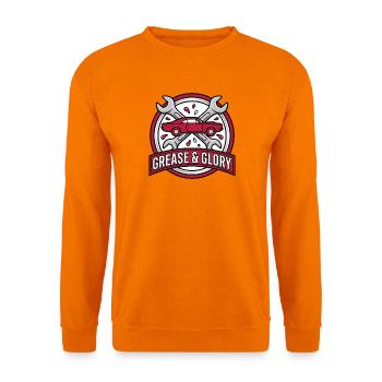 Retro Muscle Car Garage Abzeichen – Öl und Ruhm - Unisex Pullover - Orange - Vorne