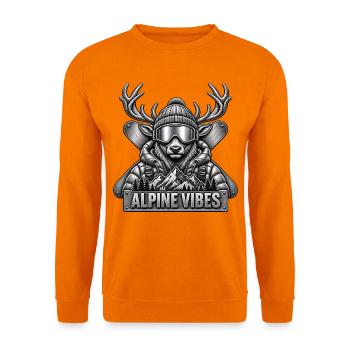 Alpine Vibes – Hirsch mit Skibrille und Ski - Unisex Pullover - Orange - Vorne