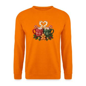 Weihnachts-Heißschokoladen-Tassen und Lebkuchen - Unisex Pullover - Orange - Vorne