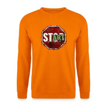 START statt STOP – Motivation Graffiti Streetwear - Unisex Pullover - Orange - Vorne