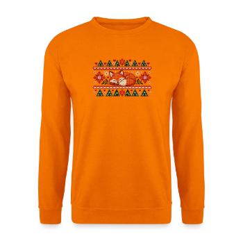 Schlafender Fuchs im Winterstrick - Unisex Pullover - Orange - Vorne