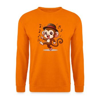 Tanzender Affe mit Hut und Musiknoten - Unisex Pullover - Orange - Vorne