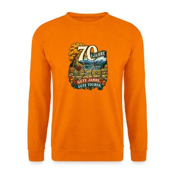 70 Jahre Fahrradabenteuer Gute Jahre Gute Touren - Unisex Pullover - Orange - Vorne