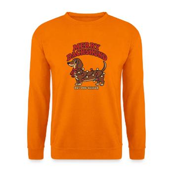 Fröhlicher Dackel Weihnachtslichter Wiener Hund - Unisex Pullover - Orange - Vorne