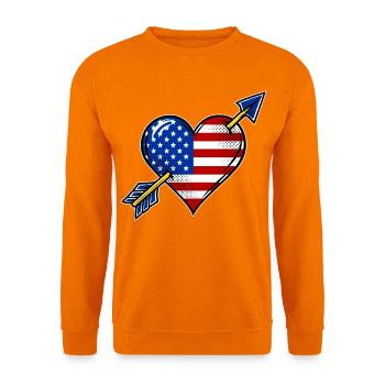USA Flagge Herz mit Pfeil - Unisex Pullover - Orange - Vorne