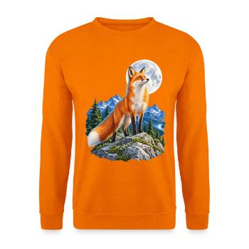 Wolf heult vor dem Mond Mondlicht Wolf wilde Tiere - Unisex Pullover - Orange - Vorne