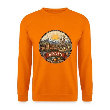 Spanien Reiseabzeichen Alhambra & Sagrada Souvenir - Unisex Pullover - Orange - Vorne