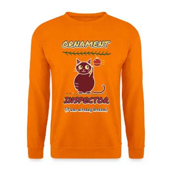 Ornament Inspector – Lustige Weihnachtskatze - Unisex Pullover - Orange - Vorne